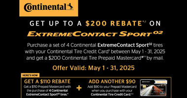 Up to $200 Rebate on Continental Tires